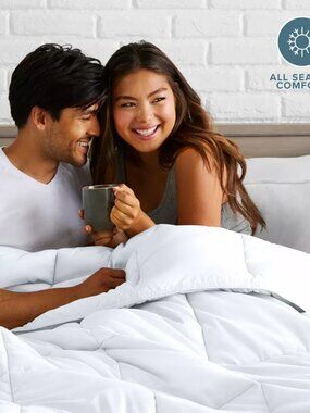 NEW All-Season Easy Care Comforter Duvet Insert by Bare Home White Full